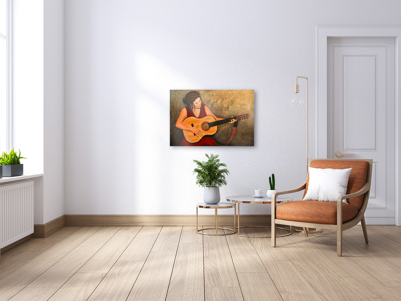 Guitar Lady in Red - Limited Edition Canvas Print by Joe Marais