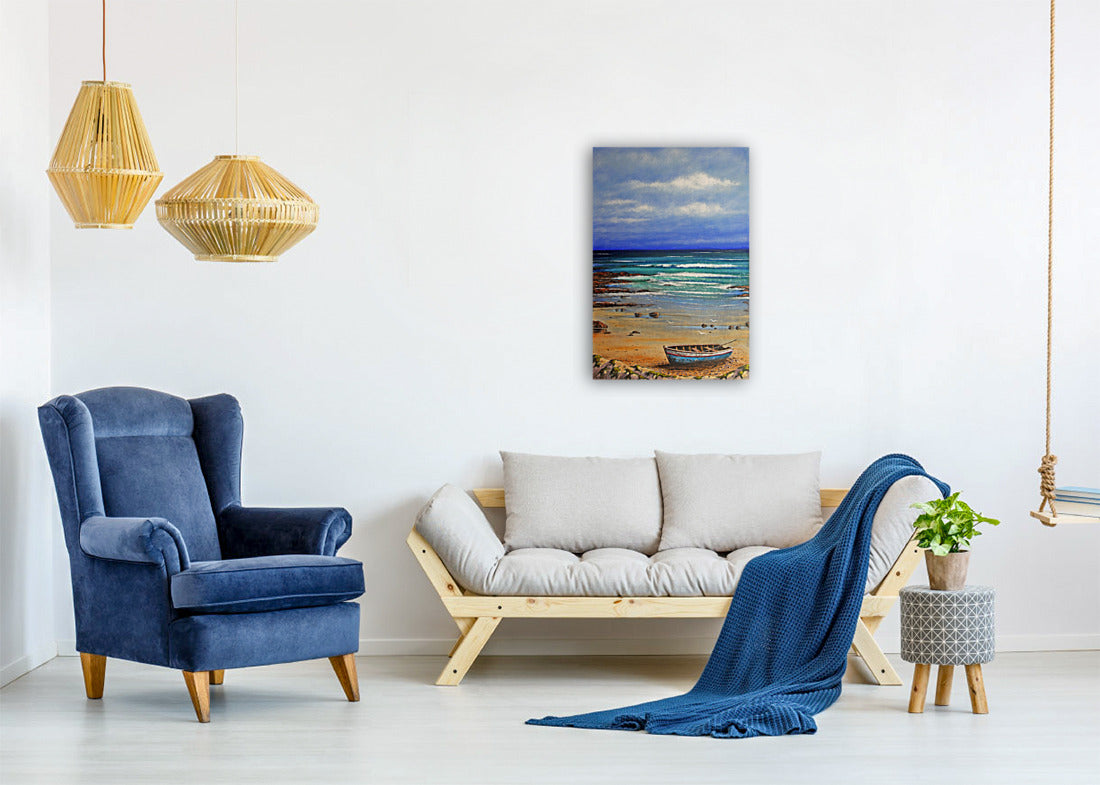 Boat on the Beach | Coastal Seascape Canvas Print