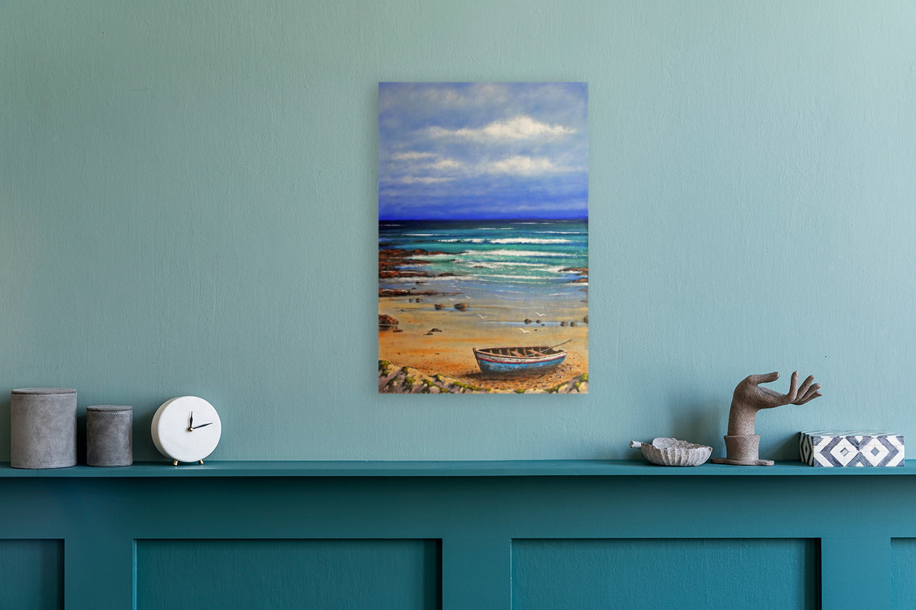 Boat on the Beach | Coastal Seascape Canvas Print