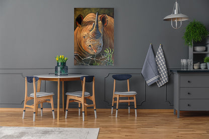 Horned Sentinel - Black Rhino - Limited Edition Canvas Print by International Wildlife Artist Joe Marais