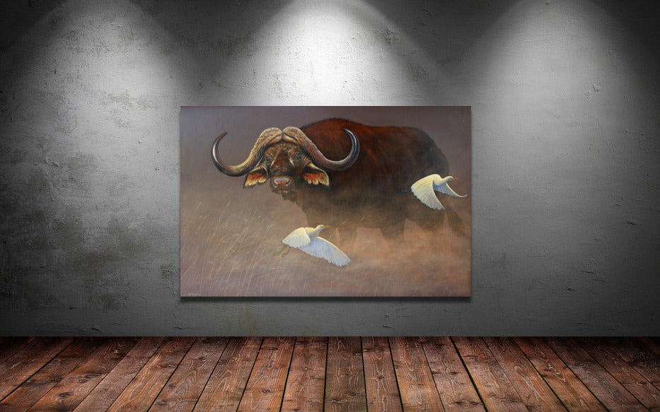 Dangerous Dust - Cape Buffalo - Limited Edition Canvas Print by Joe Marais