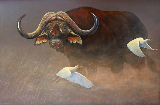 Dangerous Dust - Cape Buffalo - Limited Edition Canvas Print by Joe Marais
