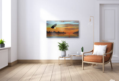 African Fish Eagle - Sunset Action  -  Limited Edition Canvas Print