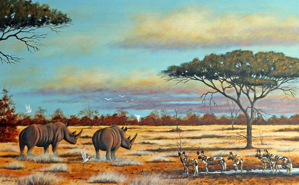 Action at the Waterhole -  Limited Edition Canvas Print