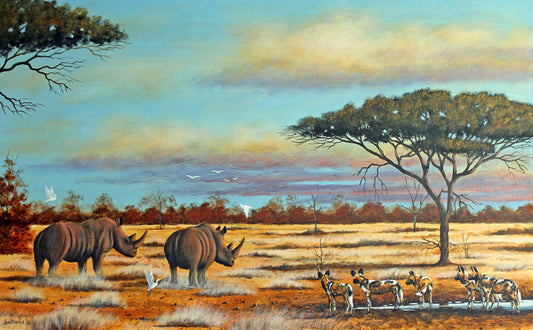Action at the Waterhole -  Limited Edition Canvas Print