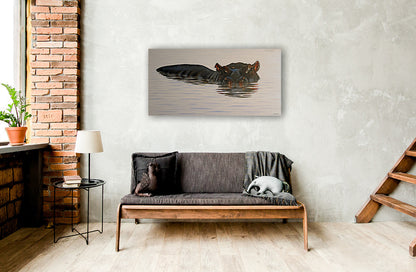 River Horse -  Limited Edition Hippopotamus Canvas Print by Joe Marais