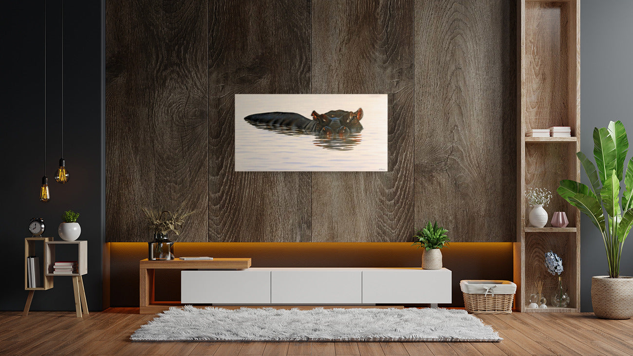 River Horse -  Limited Edition Hippopotamus Canvas Print by Joe Marais
