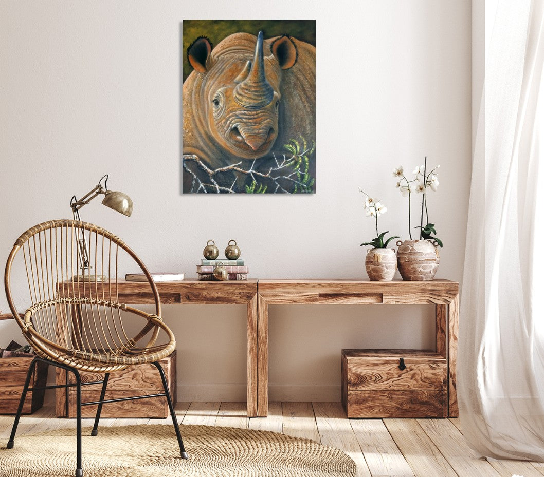 Horned Sentinel - Black Rhino -  Limited Edition Canvas Print by Joe Marais
