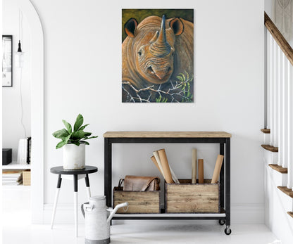 Horned Sentinel - Black Rhino -  Limited Edition Canvas Print by Joe Marais