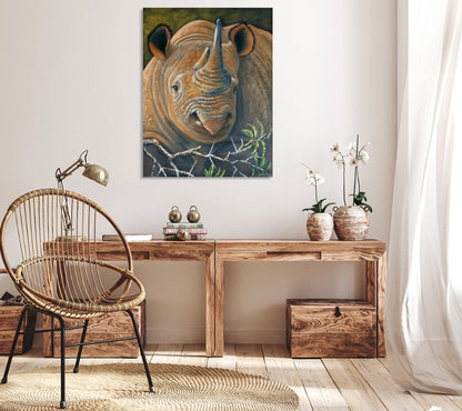 Horned Sentinel - Black Rhino -  Limited Edition Canvas Print by Joe Marais