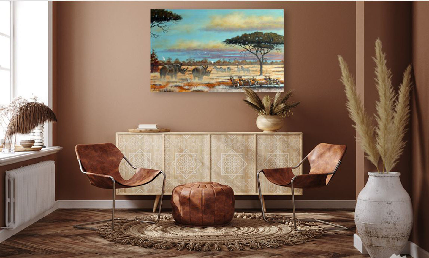 Action at the Waterhole -  Limited Edition Canvas Print
