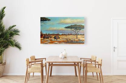 Action at the Waterhole -  Limited Edition Canvas Print