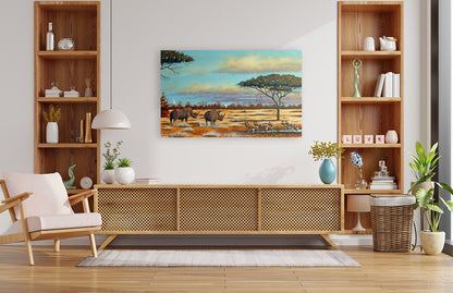 Action at the Waterhole -  Limited Edition Canvas Print