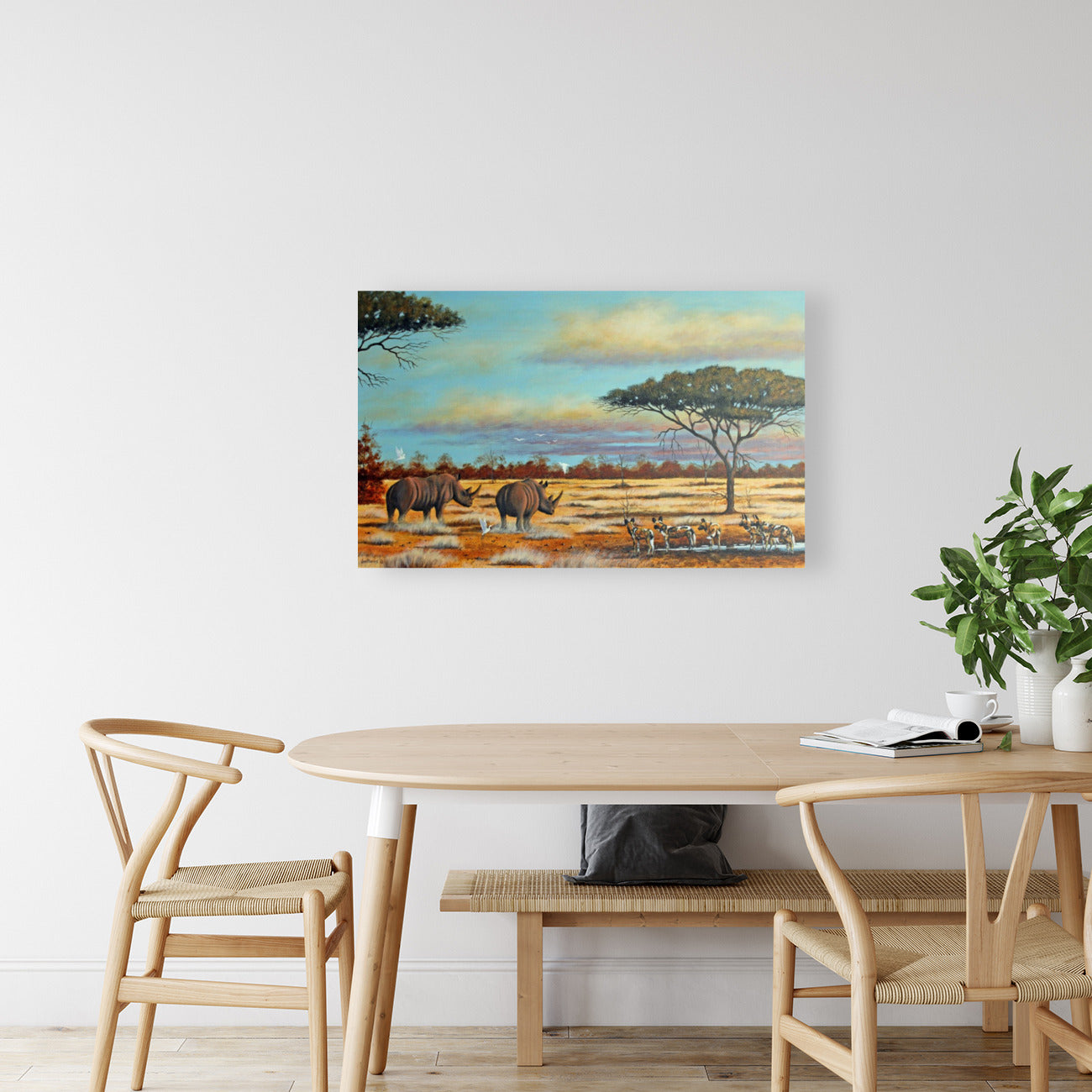 Action at the Waterhole -  Limited Edition Canvas Print
