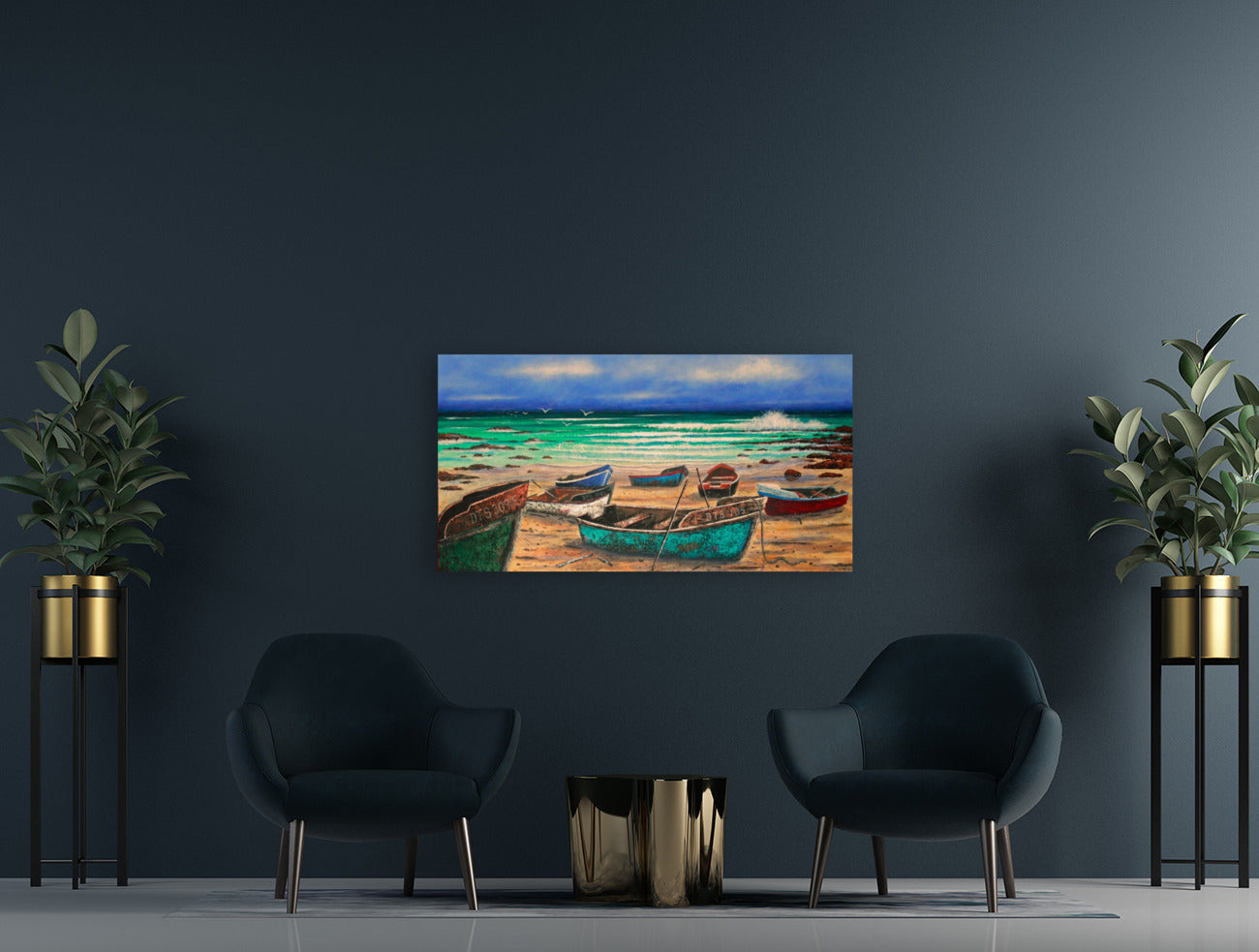 Colourful Boats on the Beach -  Limited Edition Canvas Print by Joe Marais